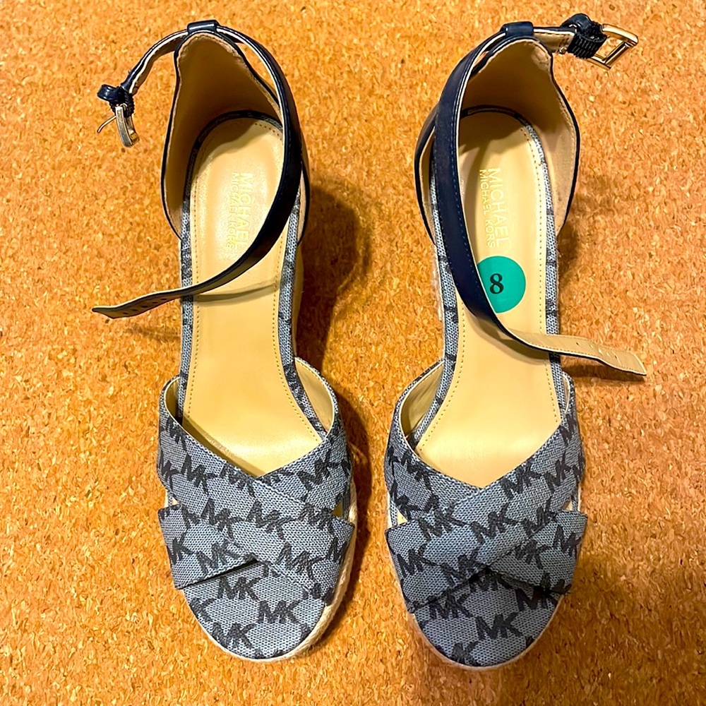 MK blue grey and dark blue wedges  size 8 women